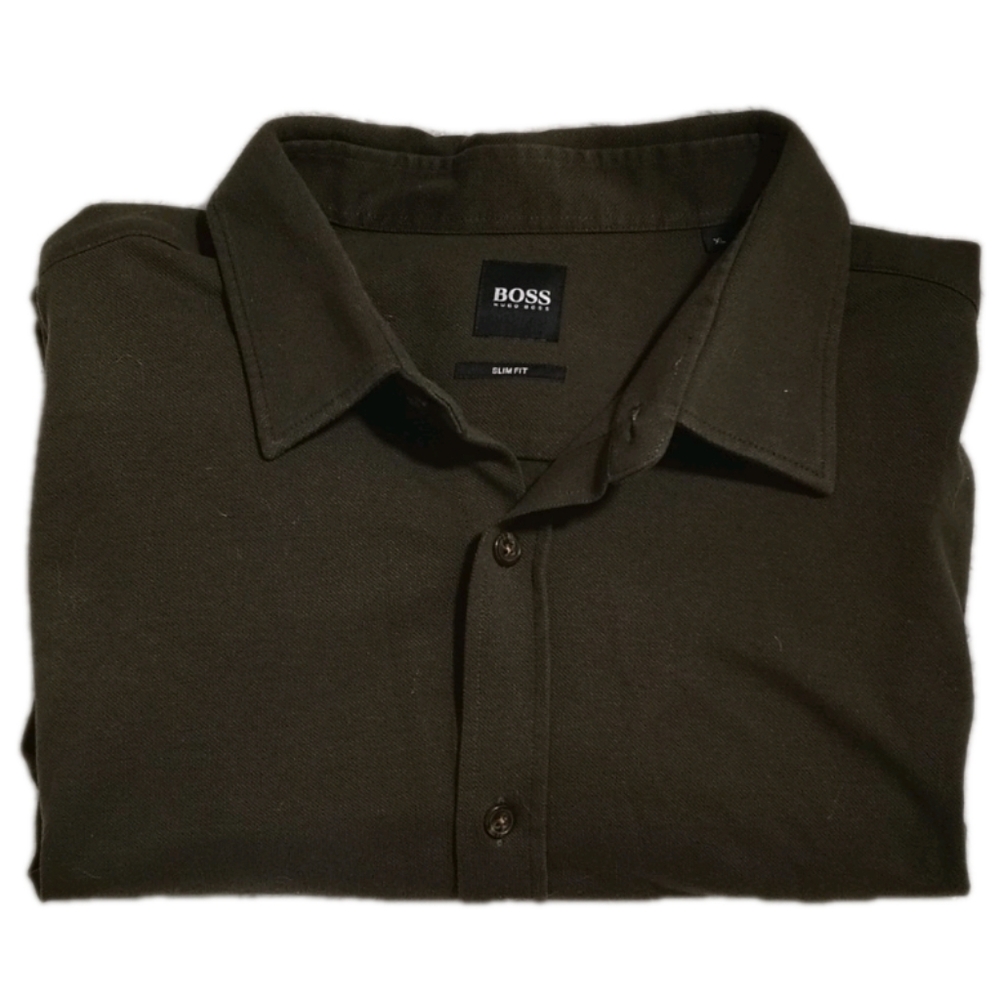 Boss Hugo Boss Ronni Slim Fit Long Sleeve Men's XL Dark Green Button Down Shirt